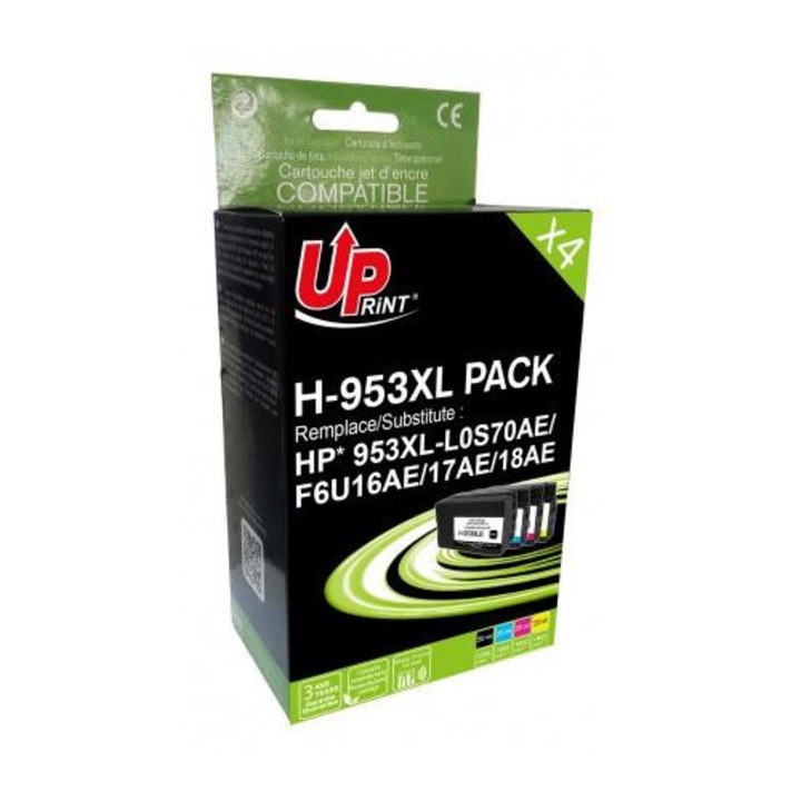 Kit 4 x cartus de cerneala UPRINT HP 953XL Negru/Cyan/Galben/Magenta pentru OfficeJet Pro 8210/8710/7720
