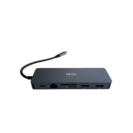 Docking Station USBC, 13 in 1 RikBo®, 1x 1000Mbps Gigabit Ethernet Port, 2x 4k HDMI, 1x VGA Port, 3x USB3.0, 1xUSB2.0, 1x USB-C Data Port, 1x TypeC PD Port, 1 x SD Card Slot, 1x TF Card, 1 x 3.5mm Audio / Mic