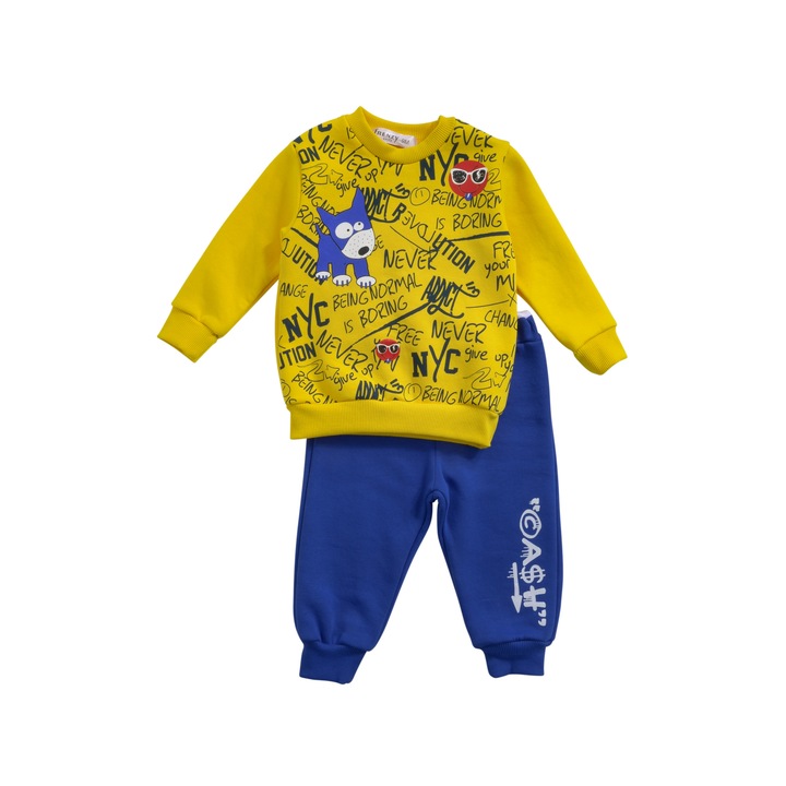 Trening pentru copii Frenzy, 2 piese, Bumbac, 9 luni, Galben/Albastru, 68-76 CM