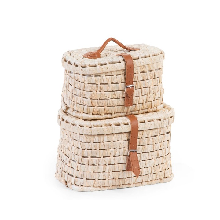 Set 2 cosuri de depozitare pentru copii, Childhome, 30 x 18 x 33 cm, Crem