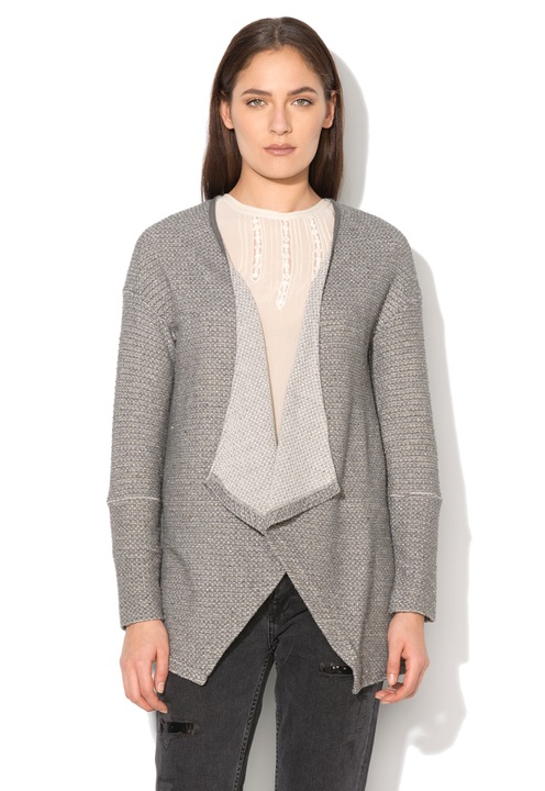 Pepe Jeans London Cardigan gri melange asimetric Jude S