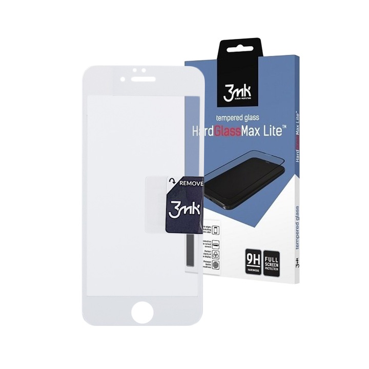 3MK telefonvédő fólia, Üveg, Kompatibilis iPhone 6/6S Plus készülékkel, Átlátszó / Fehér