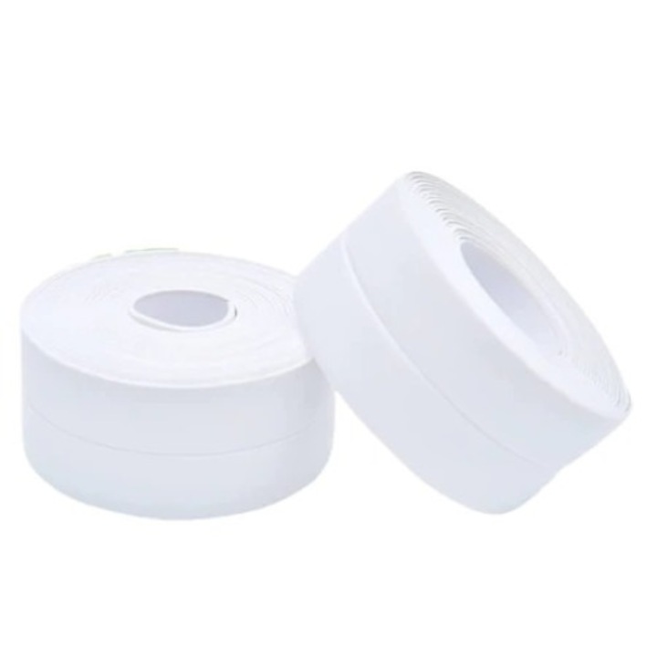 Set 2 benzi adezive izolante Rubexim, antistropi, pentru baie si bucatarie, rezistente, usor de curatat, 3m, alb