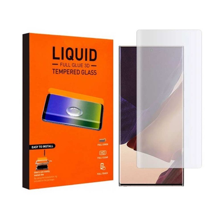 Folie protectie telefon T-MAX, Sticla, Compatibil cu Samsung Galaxy Note 9, Nu include Lampa UV, Transparent