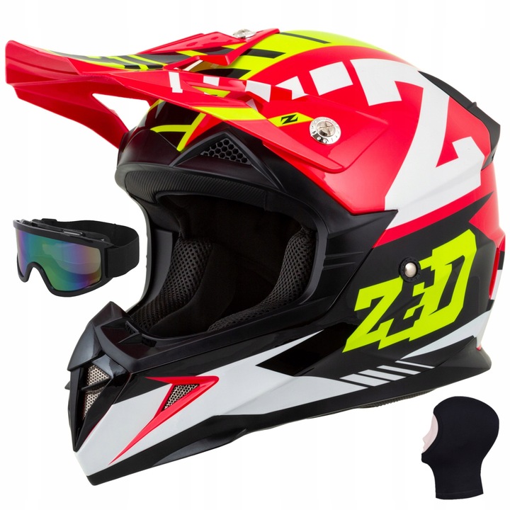 Set casca protectie, ochelari si cagula ZED X1 Cross, Policarbonat, Multicolor, XL