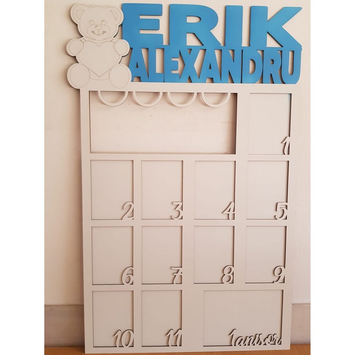 Rama foto Primul Anisor, Ursulet, colaj 12 fotografii, 50 x 75 cm, ArtemisGift