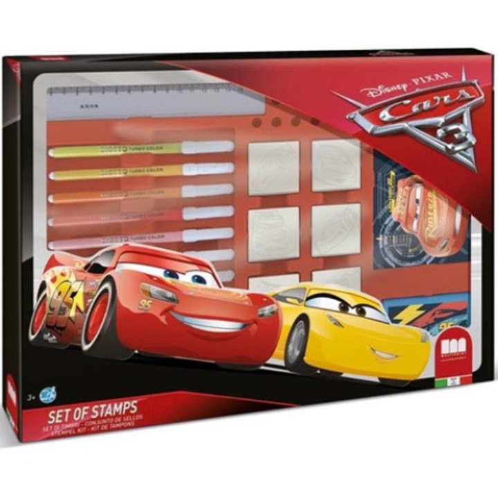 Set creativ de stampile si carioci Cars 3, 21 piese