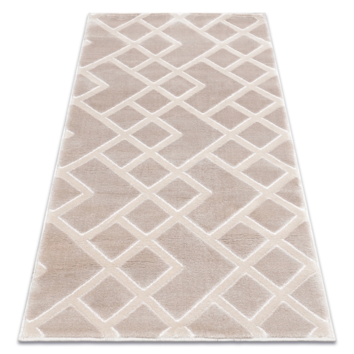 Dywany Łuszczów Akril VALS szőnyeg 3232 Geometriai térbeli 3D bézs, 70x140 cm