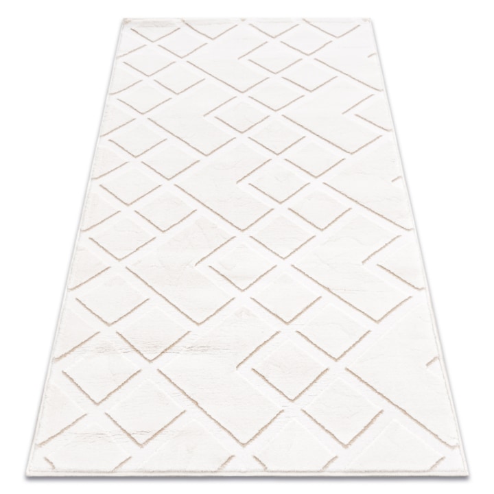 Dywany Łuszczów Akril VALS szőnyeg 3232 Geometriai térbeli 3D elefántcsont, 70x140 cm