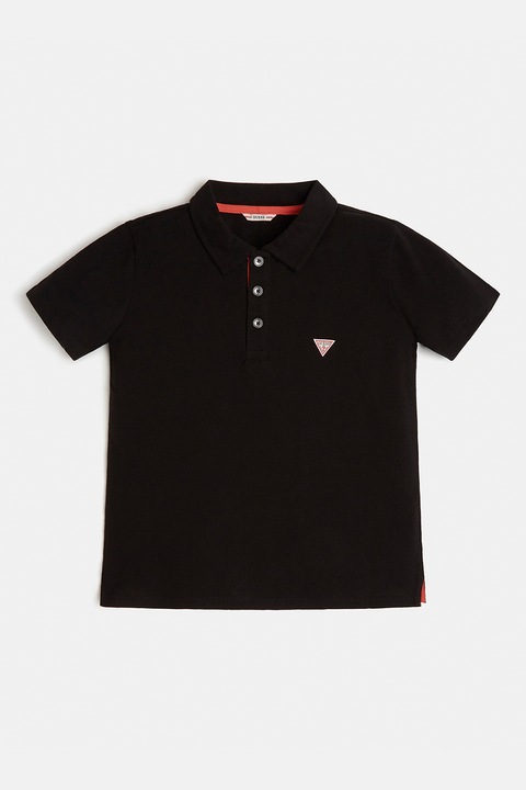 GUESS KIDS, Galléros póló diszkrét logóval, Fekete