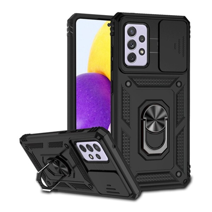 Gigapack defender szilikon mobiltelefon tok, ütésállóság, tartógyűrű, kameravédő, fekete, kompatibilis: Samsung Galaxy A52s 5G, SM-A528, / Galaxy A52 5G, SM-A526F, / Galaxy A52 4G, SM-A525F