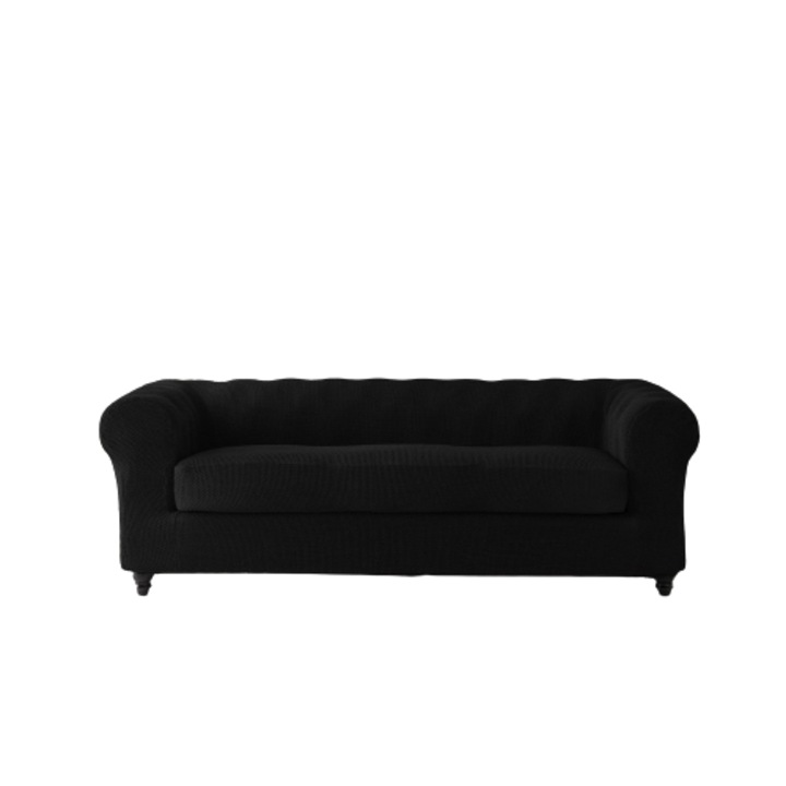 Husa canapea 2 locuri Sofazip, Lungime intre 140 -180 cm, Elastica, model Chesterfield, Negru