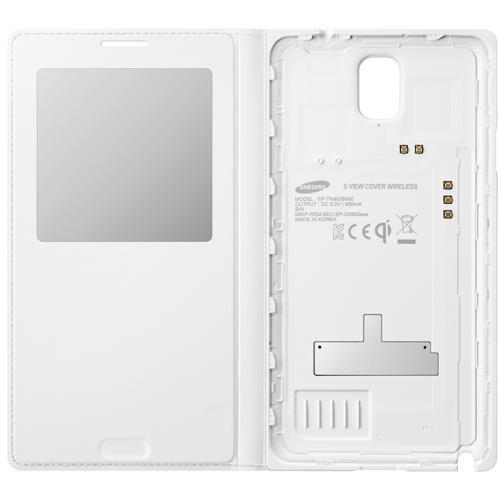 Калъф Samsung S-View Cover за Galaxy Note 3, Безжично зареждане, Бял