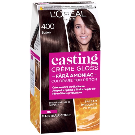 Vopsea de par semi-permanenta fara amoniac L'Oreal Paris Casting Creme Gloss 400 saten, 180 ml