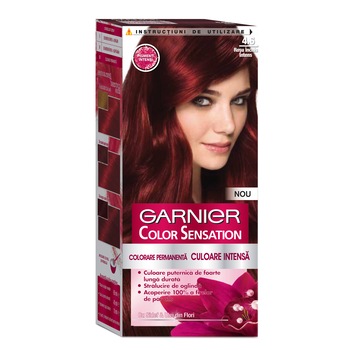 Vopsea de par permanenta cu amoniac Garnier Color Sensation 4.6 Rosu Inchis Intens, 110 ml Vopsea de par permanenta cu amoniac Garnier Color Sensation 4.6 Rosu Inchis Intens, 110 ml