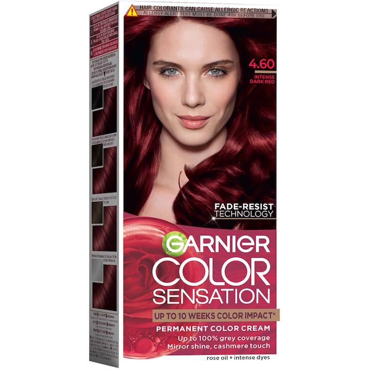 Vopsea de par permanenta cu amoniac Garnier Color Sensation 4.60 Intense Dark Red, 112 ml
