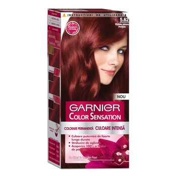 Vopsea de par permanenta cu amoniac Garnier Color Sensation 5.62 Visiniu Intens Pretios, 110 ml Vopsea de par permanenta cu amoniac Garnier Color Sensation 5.62 Visiniu Intens Pretios, 110 ml