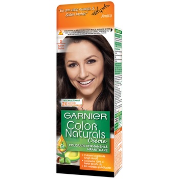 Vopsea de par permanenta cu amoniac Garnier Color Naturals 3 Saten Inchis, 110 ml Vopsea de par permanenta cu amoniac Garnier Color Naturals 3 Saten Inchis, 110 ml