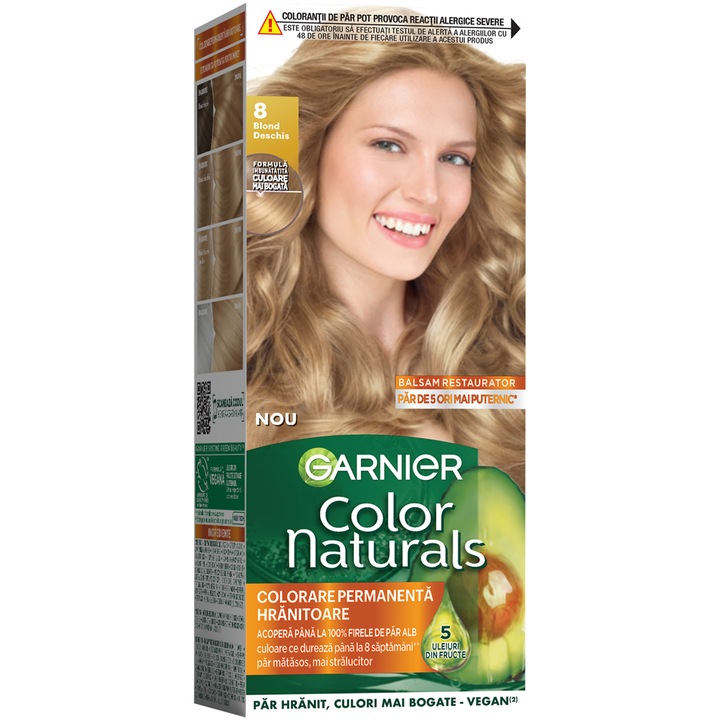 Боя за коса с амоняк Garnier Color Naturals 8, Естествено светло русо