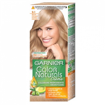 Vopsea de par permanenta cu amoniac Garnier Color Naturals 9.1 Blond Cenusiu Foarte Deschis, 110 ml Vopsea de par permanenta cu amoniac Garnier Color Naturals 9.1 Blond Cenusiu Foarte Deschis, 110 ml