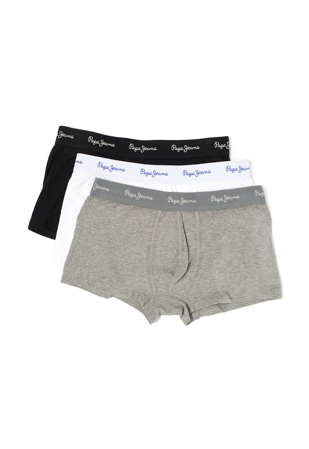 Pepe Jeans London, Set de boxeri Isaac - 3 perechi, Alb/Negru/Gri melange