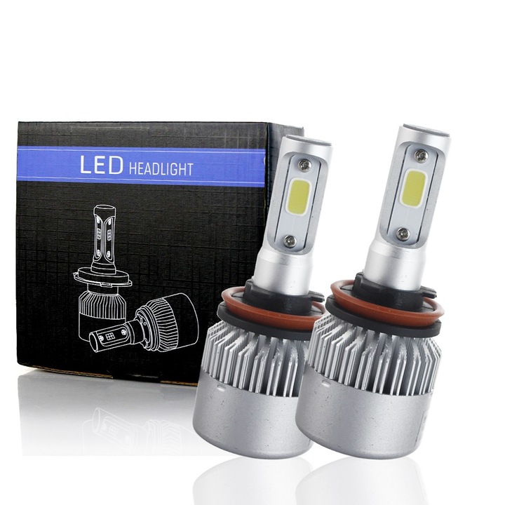 Set 2 LED-uri Auto Techstar® S2, H11/H8/H9, 36w, 4000 Lumeni, 6500K, AUTO, 12-24 Volti, COB, Canbus
