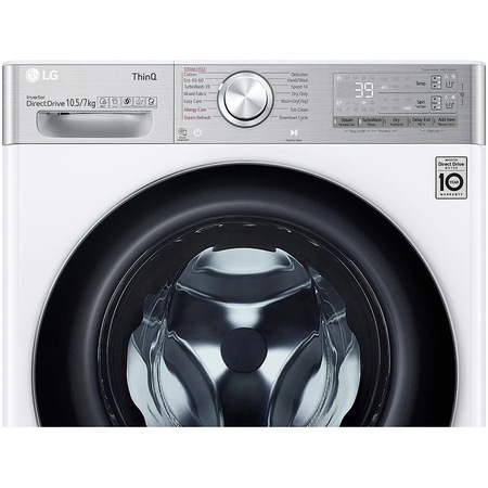 Masina de spalat rufe cu uscator LG F4DV910H2EA, Spalare 10.5 kg, Uscare 7 kg, 1400 rpm, Clasa E, Motor AI Direct Drive, Steam+, TurboWash, ThinQ, Alb