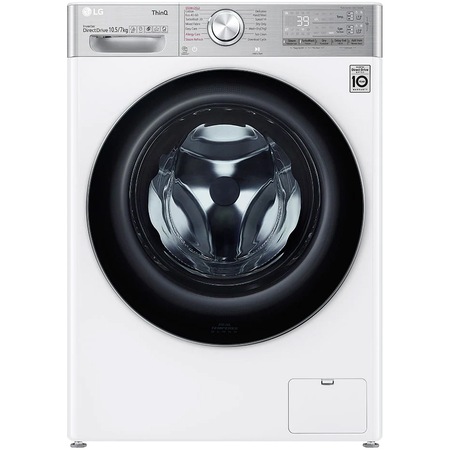 Masina de spalat rufe cu uscator LG F4DV910H2EA, Spalare 10.5 kg, Uscare 7 kg, 1400 rpm, Clasa E, Motor AI Direct Drive, Steam+, TurboWash, ThinQ, Alb