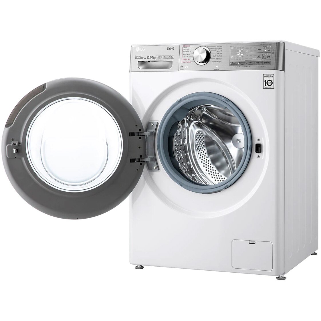 Masina de spalat rufe cu uscator LG F4DV910H2EA, Spalare 10.5 kg, Uscare 7 kg, 1400 rpm, Clasa E, Motor AI Direct Drive, Steam+, TurboWash, ThinQ, Alb