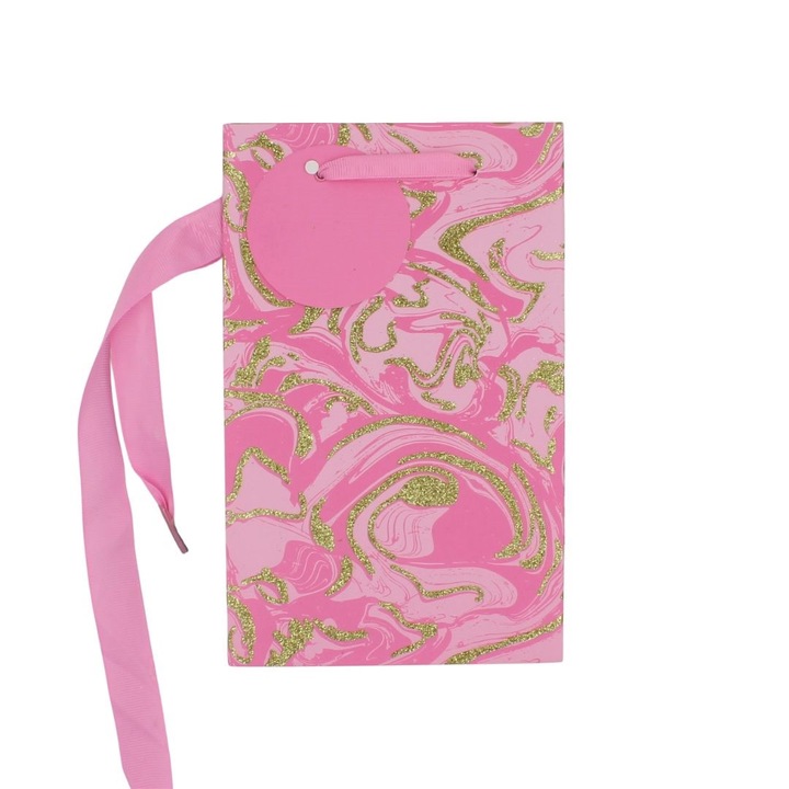 Подаръчна торбичка за парфюм Clairefontaine P Pink Marble Glitter, 20 x 12,5 x 9 cm