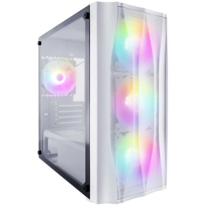 Компютърна кутия 1STPLAYER Gaming X3-M-4F1-W-WH, без захранване, бял