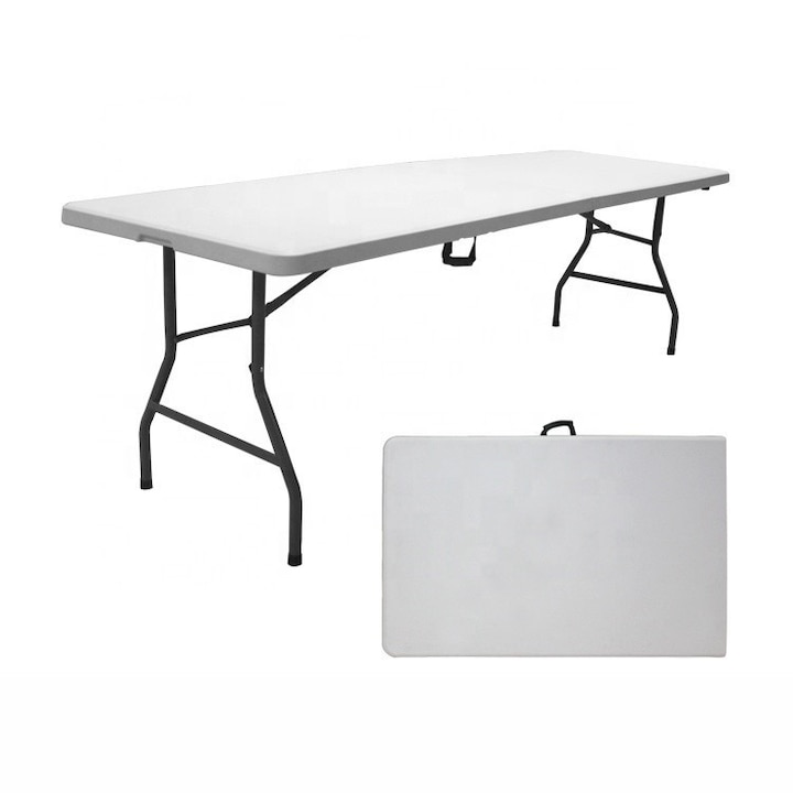 Masa dreptunghiulara pliabila multifunctionala, 240x75x74 cm, alba