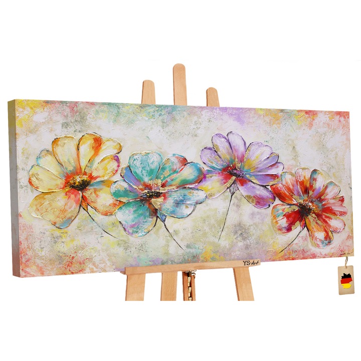 Tablou pictat manual Flori, Flori frumoasen, 200x100cm