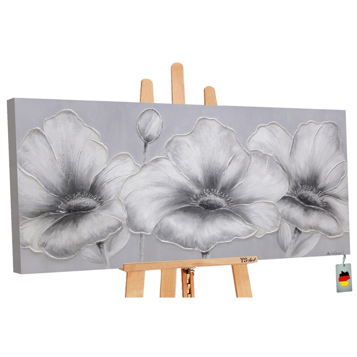 Tablou pictat manual Flori, Flori, 200x100cm