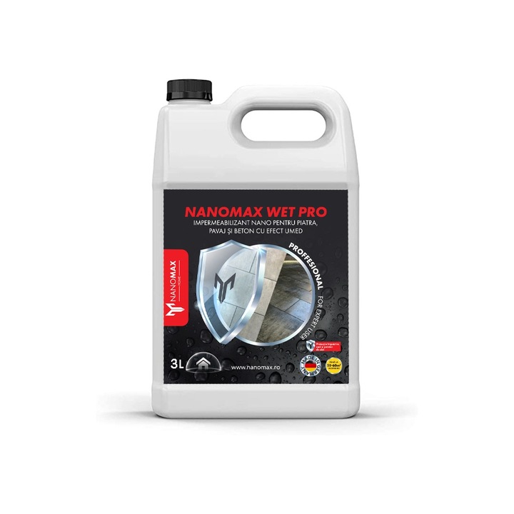 Protectie Piatra cu EFECT UMED, Impermeabilizant NANO pentru piatra naturala si beton Wet Pro, NanoMax, 3 L