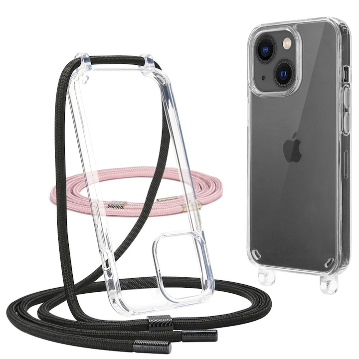 Case TECH-PROTECT flexair lánc iPhone 13 / iPhone 14 telefonhoz, fekete rózsaszín
