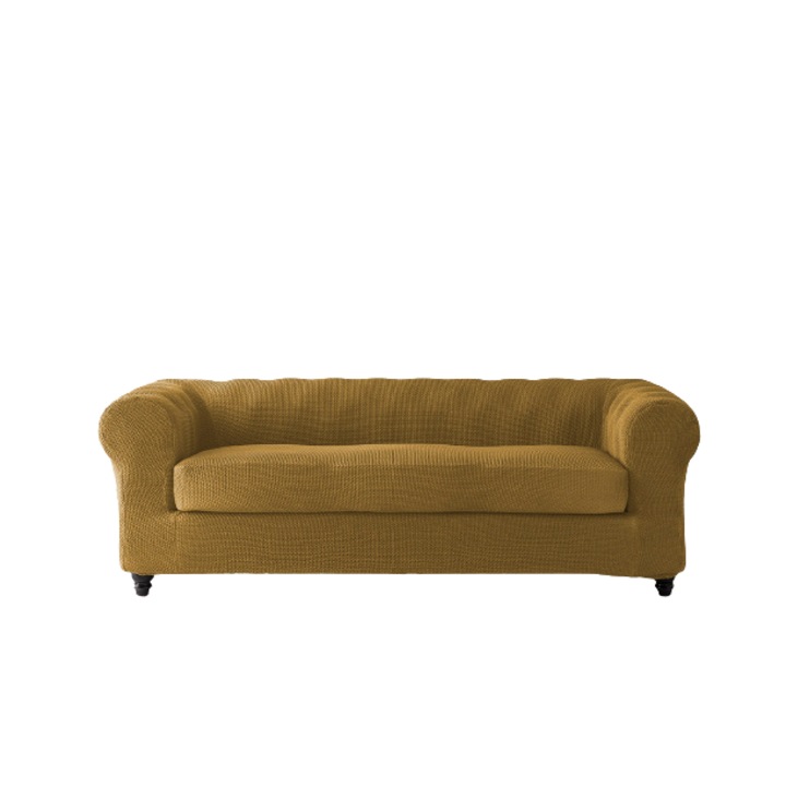 Калъф за диван 2 места Sofazip, Дължина между 140-180 см, Elastica, модел Chesterfield, Caramel