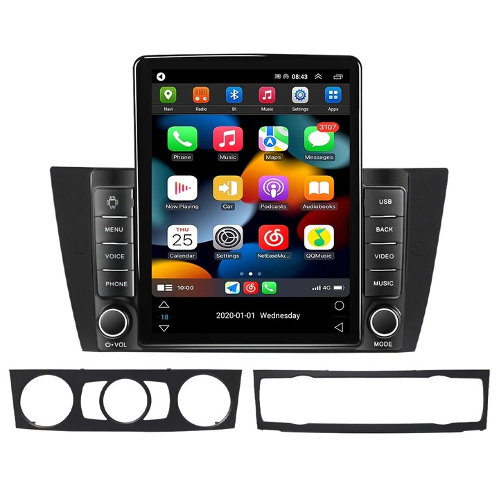 Navigatie BMW Seria 3 E90 E91 E92 E93 din 2005-2012, NAVIGPS, Display TESLA 9.5 inch, 2GB RAM si 32GB ROM, Wireless Carplay si Android Auto, Procesor Octacore, Slot sim 4G, Sunet DSP, Camera Marsarier, Bluetooth, USB, Wi Fi, Radio