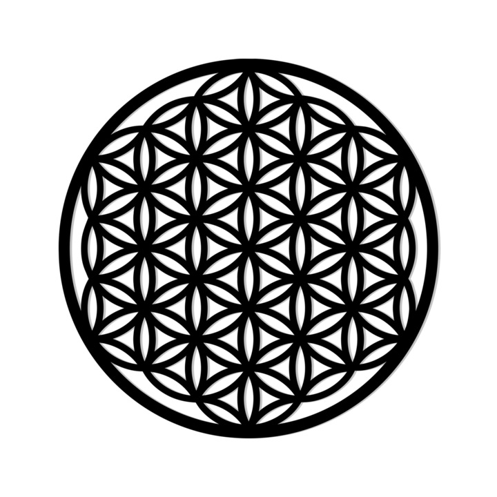 Set 3 Elemente decorative Geometrie Sacra,90CM X 90CM, HDF, Negru