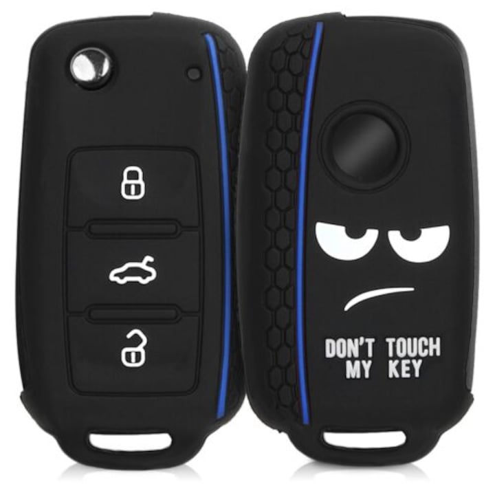 Autókulcs fedél VW / Skoda / Seat - 3 gomb, kwmobile, szilikon, fekete, 46965.04