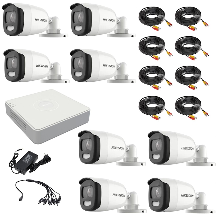 Kit complet 16 camere supraveghere exterior Hikvision 1080P 80 m IR