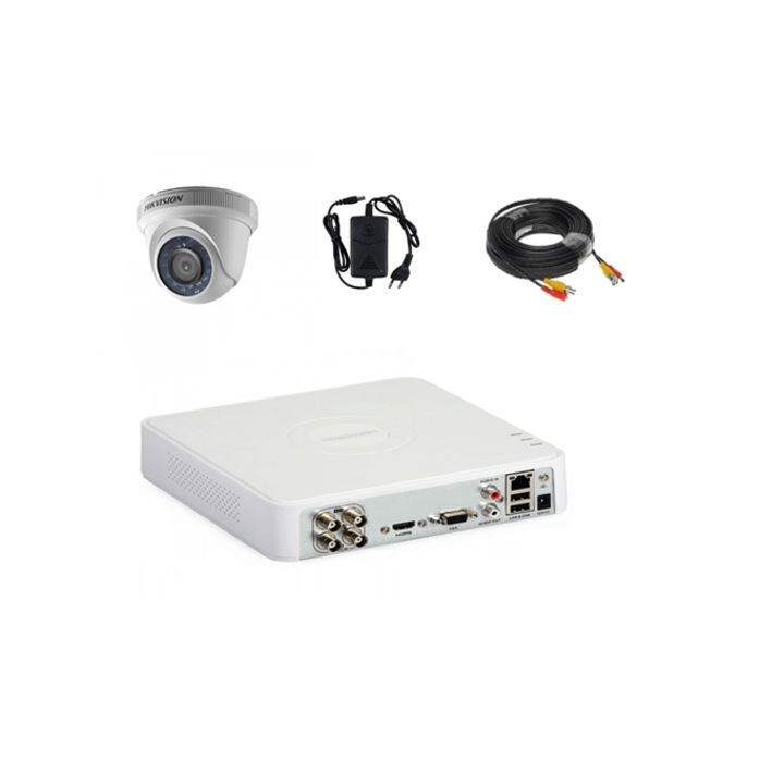 Sistem supraveghere 4 camere exterior full hd Hikvision 40m infrarosu +dvr 3MP Hikvision