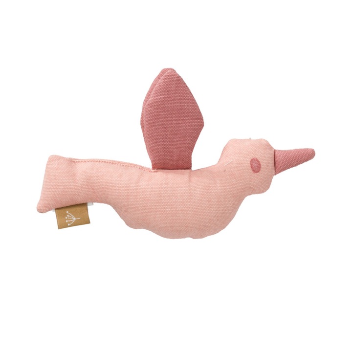 Csörgő játék, Fresk, Madár, pamut/poliészter, rózsaszín