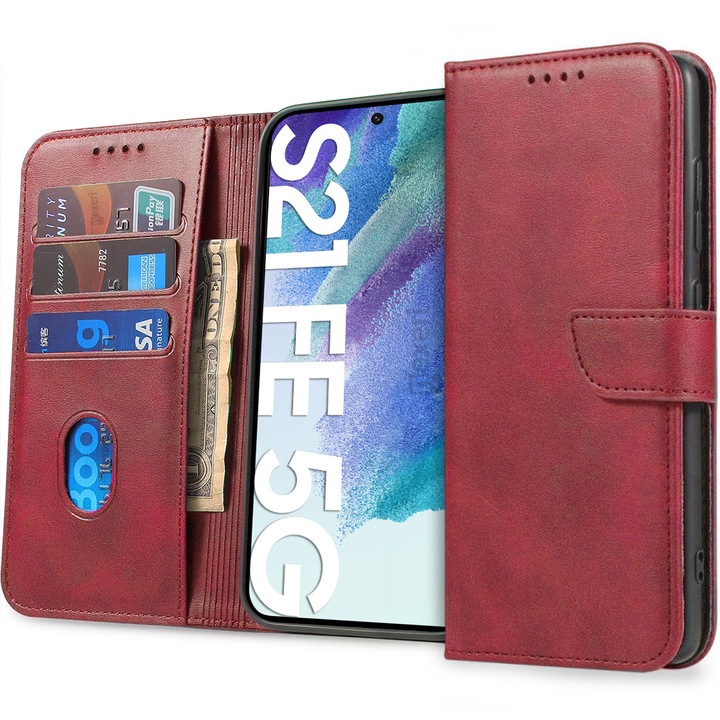 Калъф fixGuard Wallet Business за Samsung Galaxy S21 FE, Red