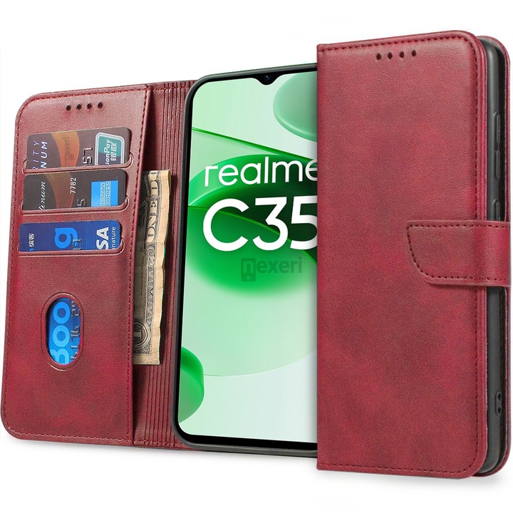 Калъф fixGuard Wallet Business за Realme C35, Red