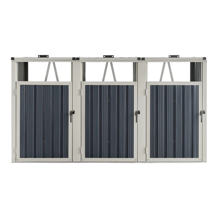 Masca pubela gunoi, pro.tec, Tarbek, 121 x 219 x 82 cm, otel, gri antracit pentru 3 pubele de 240 litri