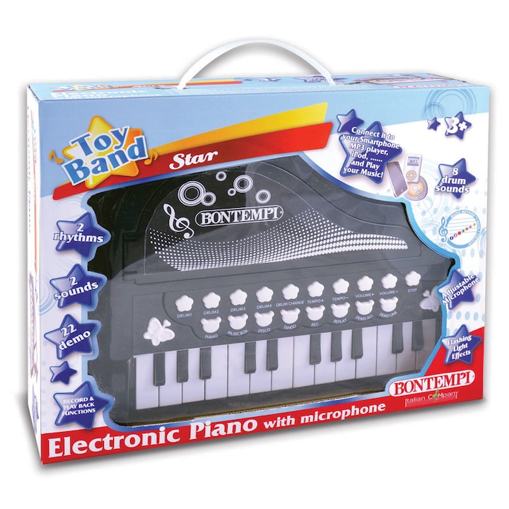 Pian Electronic Bontempi - Toy Band Star, cu microfon, 24 clape