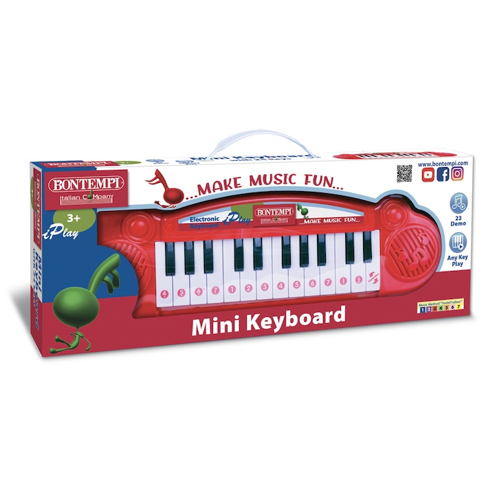 Bontempi Mini elektronikus orgona - Zenekészítés Szórakoztató, piros 24 gombos