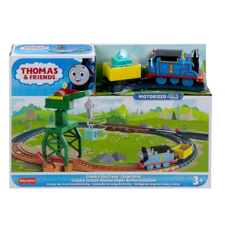 Игрален комплект Thomas & Friends - Cranky, Моторизиран и с аксесоари