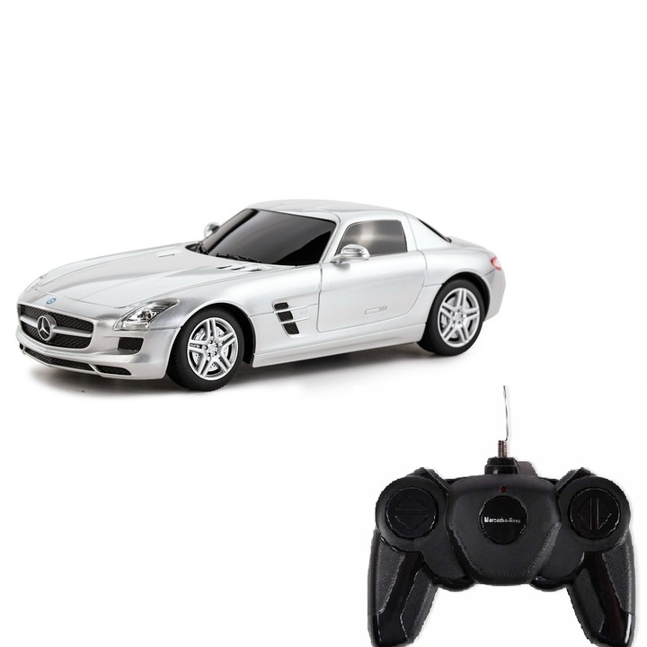 Masinuta Rastar RC - Mercedes-Benz Sls Amg, argintiu, 1:24
